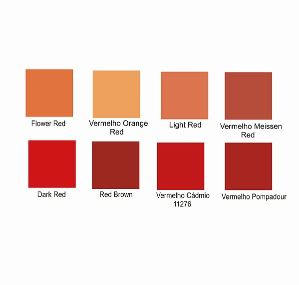 Tintas para Porcelana - Vermelhos