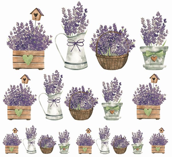 Decalque para Porcelana – Lavandas Vasinhos