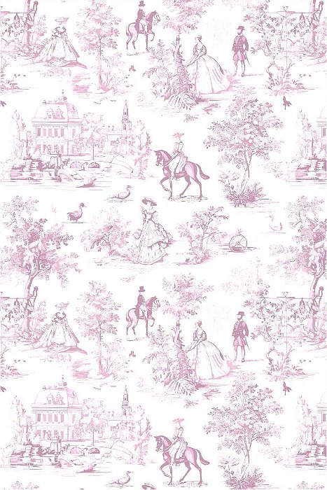 Decalque para Porcelana - Toile de Jouy ROSA