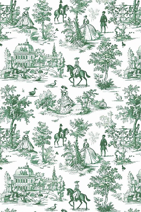 Decalque para Porcelana - Toile de Jouy VERDE BANDEIRA