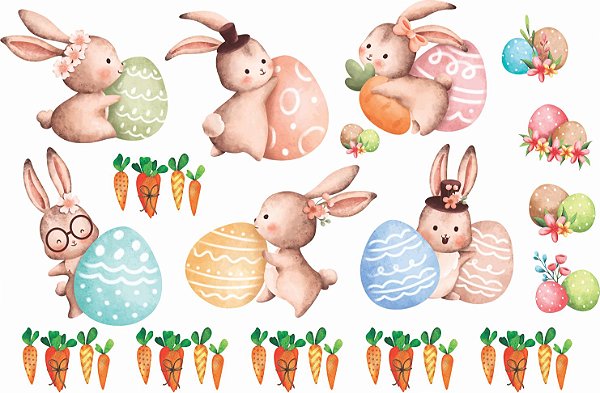 Decalque para Porcelana - Coelho Cenoura