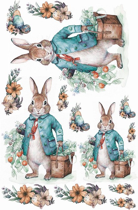 Decalque para Porcelana - Coelho Vintage