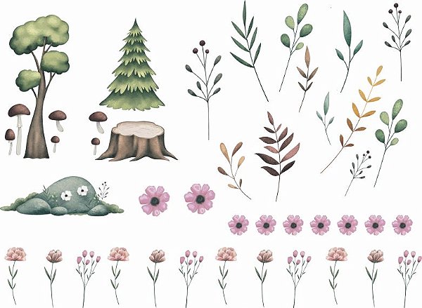 Decalque para Porcelana - Floresta Encantada Complementos