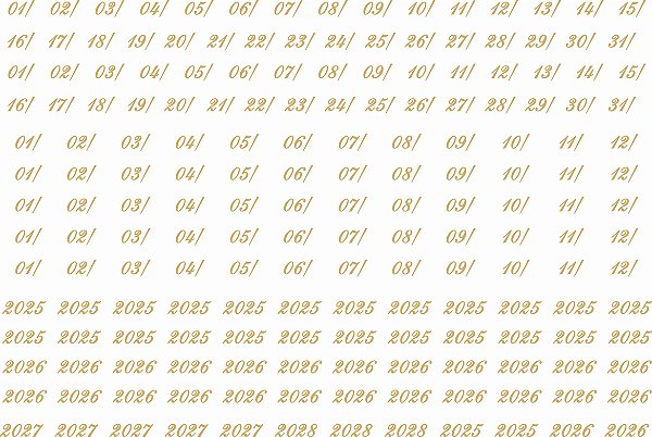 Decalque para Porcelana - Números para datas - OURO