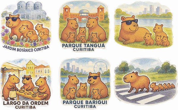 Decalque para Porcelana - Capivaras Curitiba