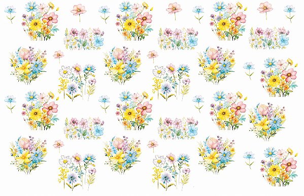 Decalque para Porcelana - Buquezinhos