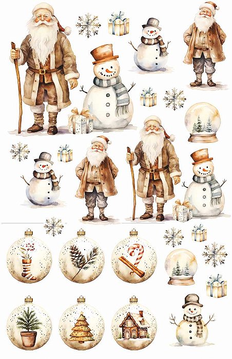 Decalque para Porcelana - Natal Sépia Color