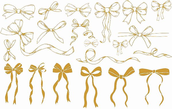 Decalque para Porcelana - Laços Contornos OURO