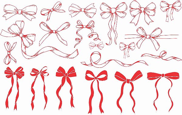 Decalque para Porcelana - Laços Contornos VERMELHO