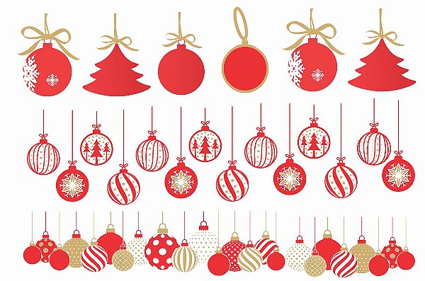 Decalque para Porcelana -  Bolas de Natal VERMELHO e OURO