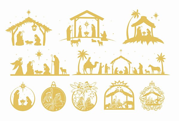 Decalque para Porcelana - Cenas Natalinas METALIZADO DOURADO