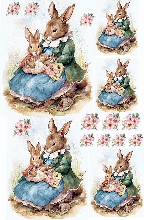 Decalque para Porcelana - Mamãe Coelha