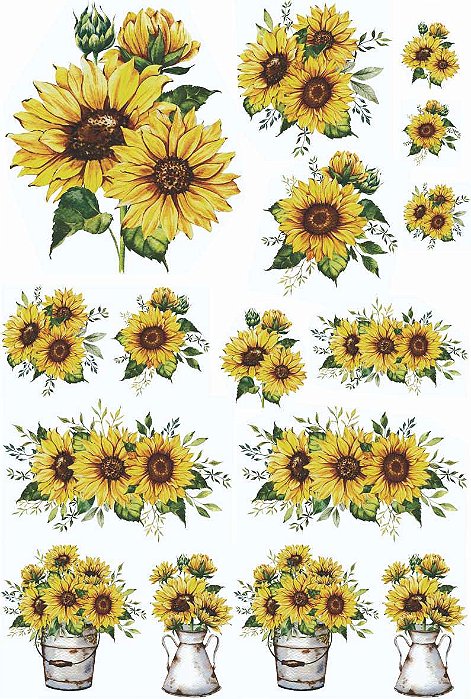 Decalque para Porcelana - Girassol Arranjo