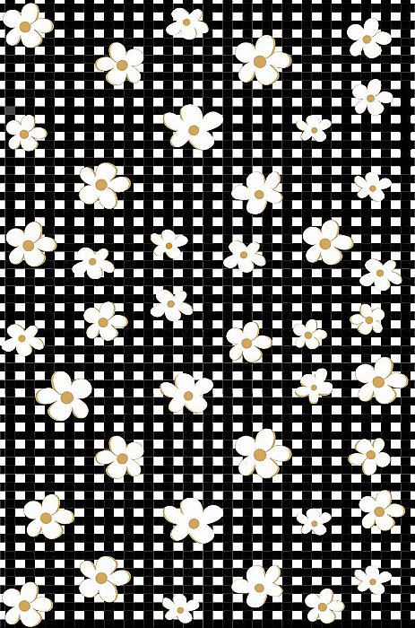 Decalque para Porcelana - Tapete Xadrez com Margaridas