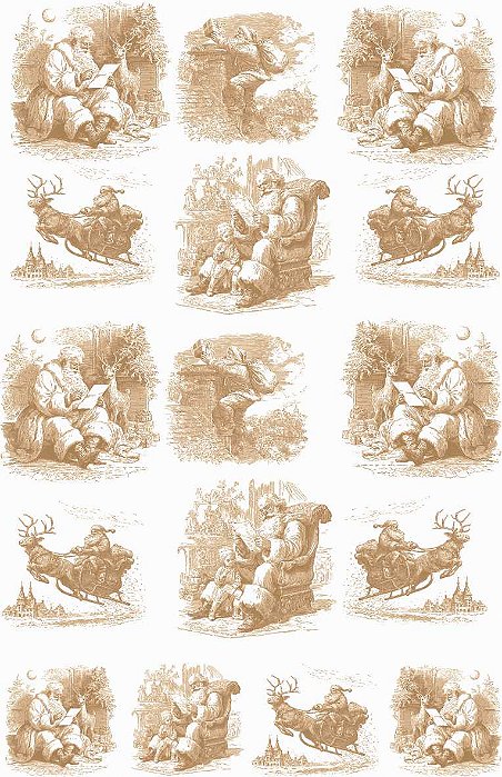Decalque para Porcelana - Toile Noel SÉPIA CLARO