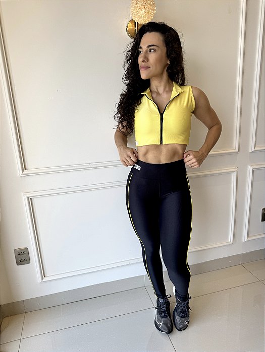 Conjunto Taty Preto Com Amarelo