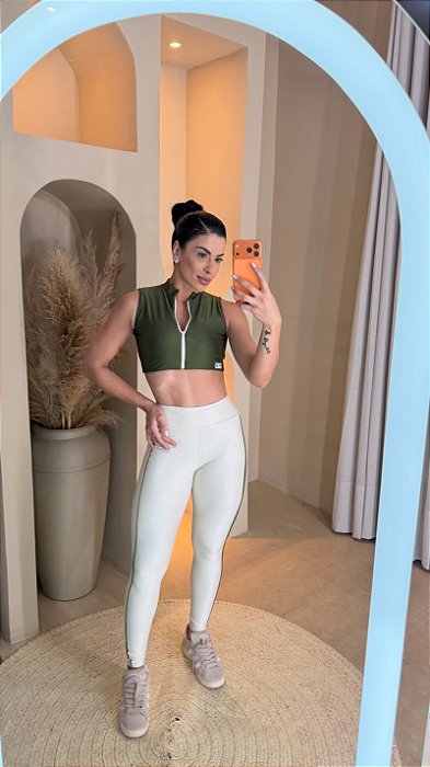 Conjunto Taty Off White Com Verde