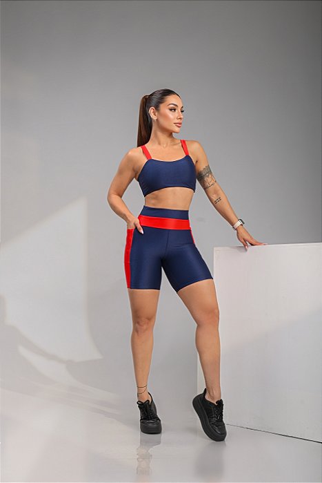 Conjunto Melody Azul Com Vermelho