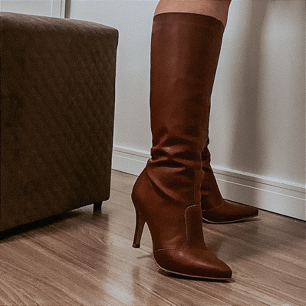 Bota Feminina Florença Âmbar em couro