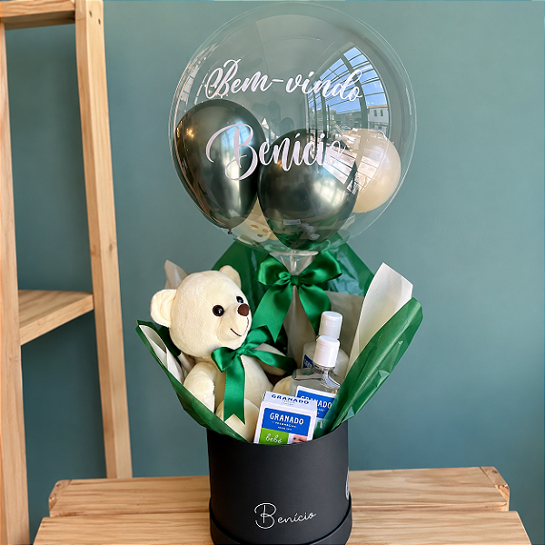 Box Baby com Balão Bubble e Kit Bebê | Presente Maternidade
