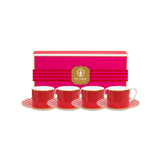 Set/4 Xícara de Cafezinho Vermelho - Love Birds