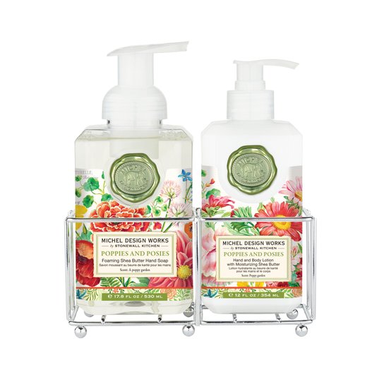 Kit Sabonete Líquido e Creme De Mãos Poppies And Posies Michel Design Works