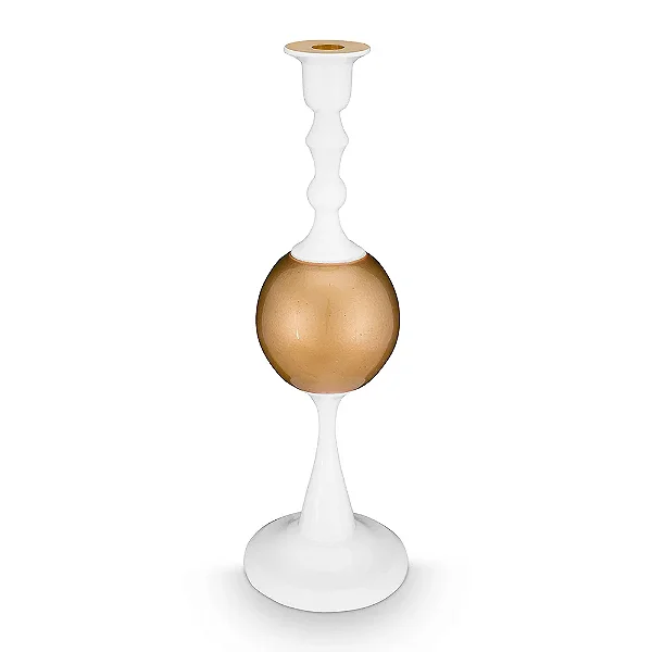 Castiçal 37 Sphere Branco/Dourado - Dot Delight