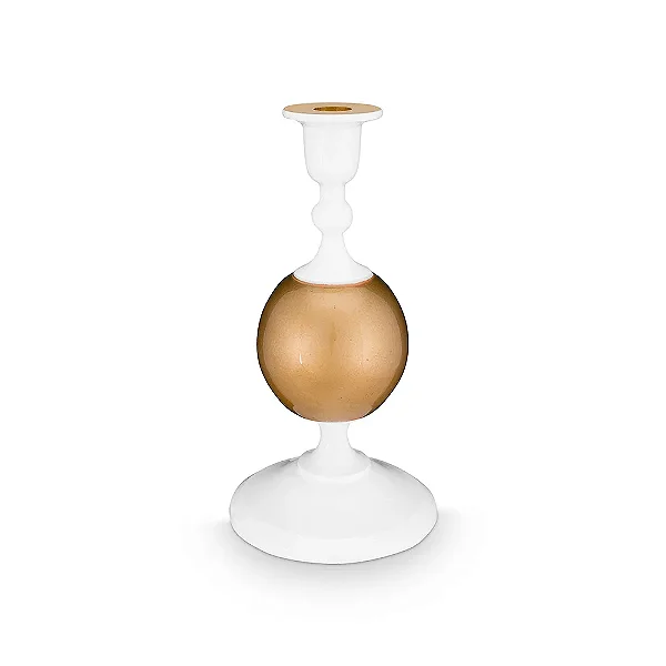 Castiçal 24 Sphere Branco/Dourado - Dot Delight