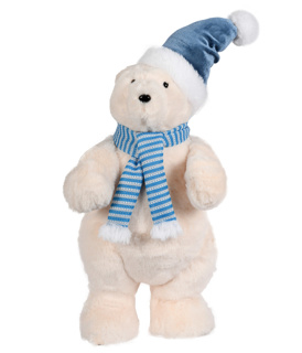 ENFEITE URSO POLAR BRANCO E AZUL