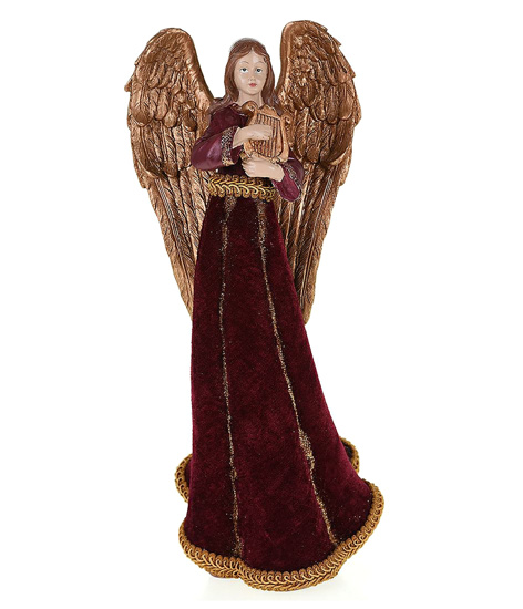 ESCULTURA ANJO BARROCO COM HARPA PQ