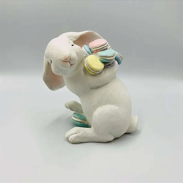 Coelho Macarons Tons Pastéis resina