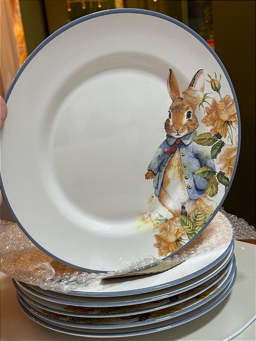 Jogo de Pratos de jantar coelho- ceramica