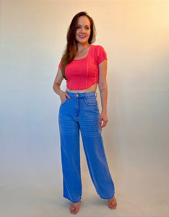 CALCA JEANS WIDE LEG