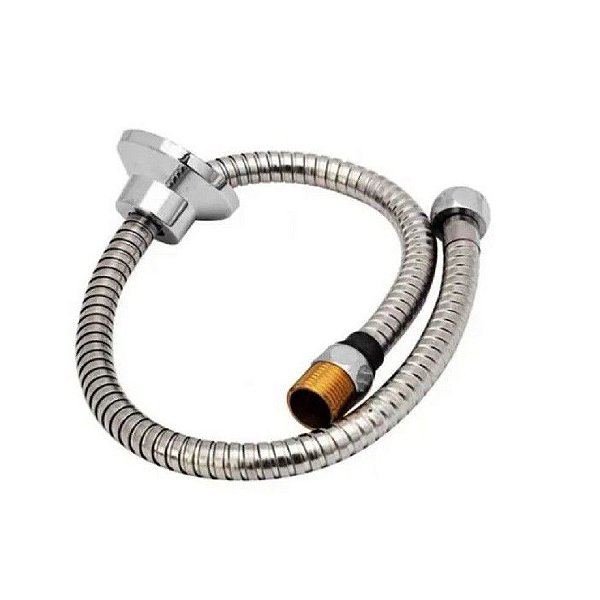 Engate Ligação 50cm 1/2 Flexível Aço Rabicho Conexão Cromado Macho Fêmea