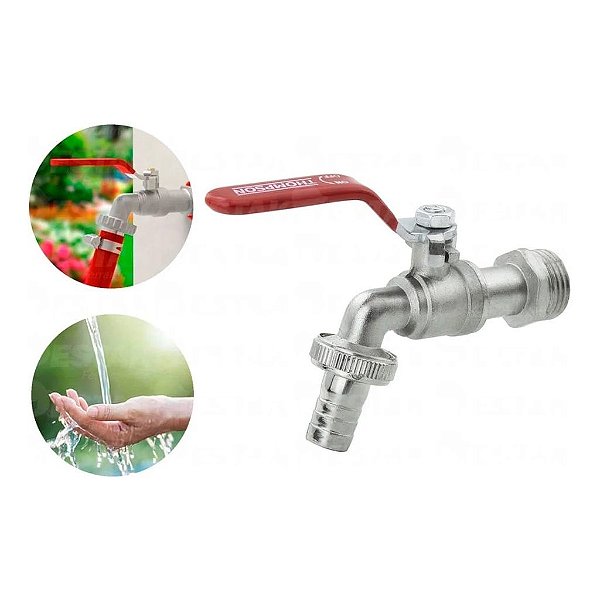 Torneira Esfera Registro Jardim Quintal Tanque 3/4 x 1/2  em Metal Thompson