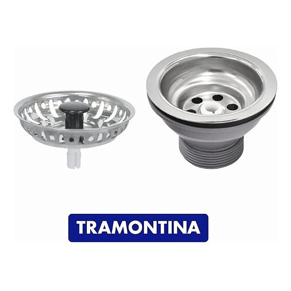 Válvula Pia Tanque Cuba Tramontina 89mm Inóx Polido 3 1/2