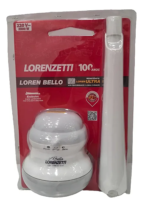 Chuveiro Ducha Lorenbello Cinza 5500w 220v C/ Cano Lorenzetti
