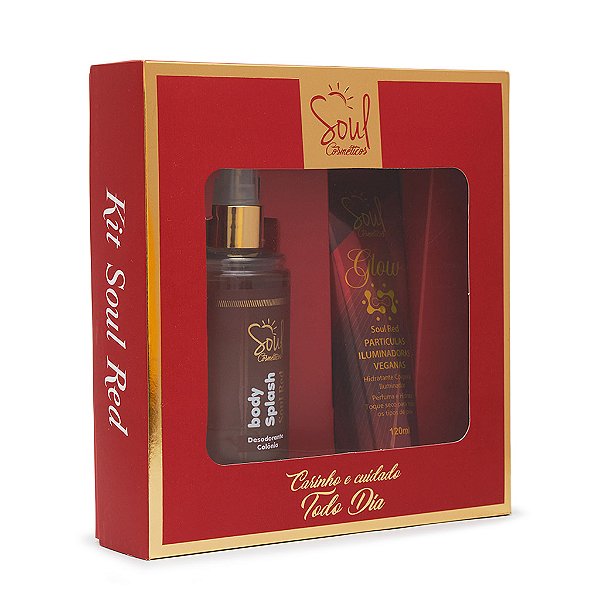 Kit Soul Red Body Splash + Hidratante Glow Red Iluminador Soul Cosméticos