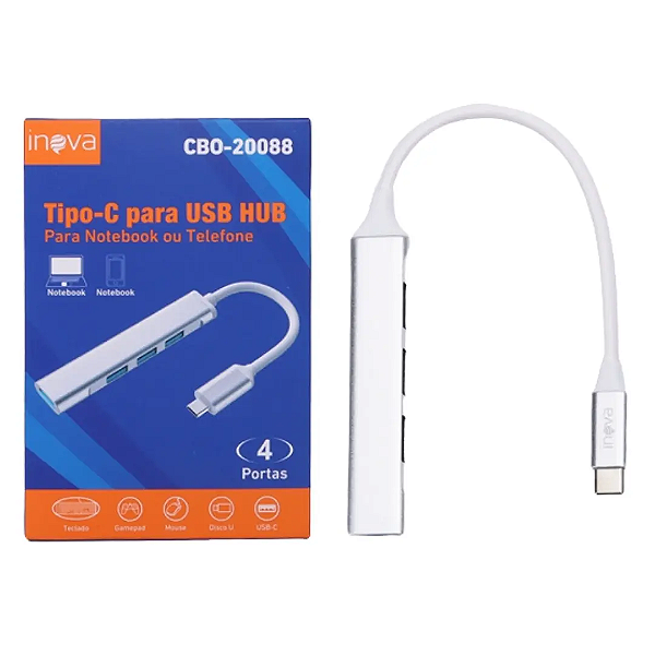 HUB tipo C para USB 4 Portas Inova