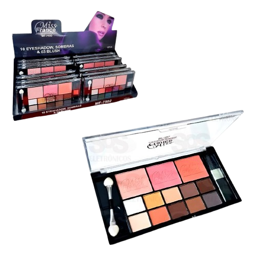 Kit Maquiagem 10 Sombras e 3 Blushes
