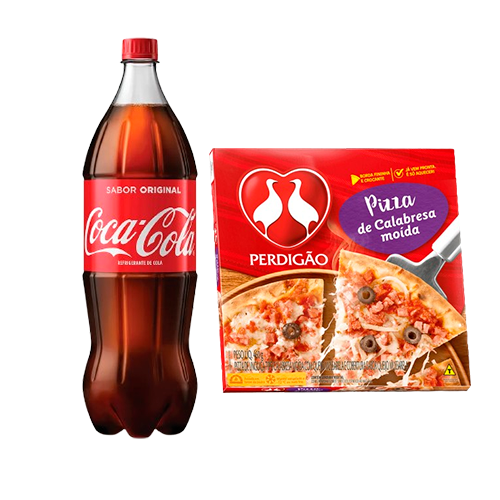 Combo Pizza Perdigão Calabresa Moida 460g e Coca Cola 1,5L