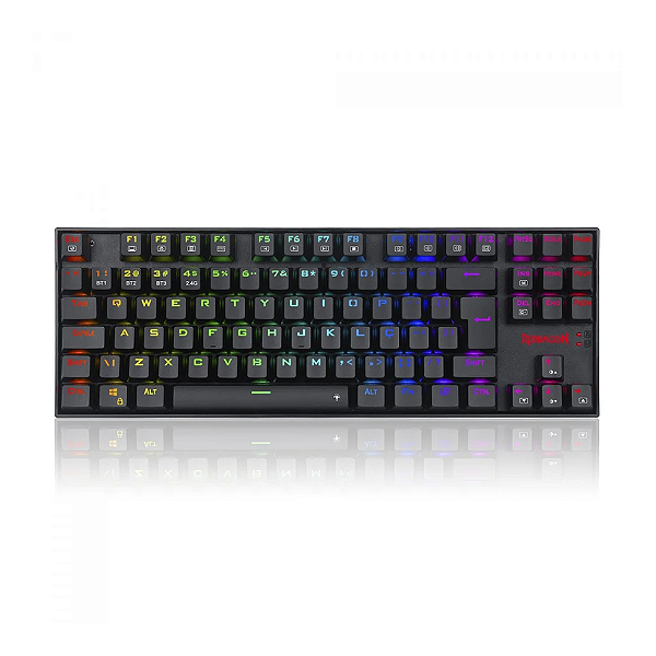 Teclado Sem Fio Mecânico Gamer Redragon Kumara Pro, RGB, Wireless e Bluetooth, Switch Blue, Preto - K552RGB-BRS-B (PT)