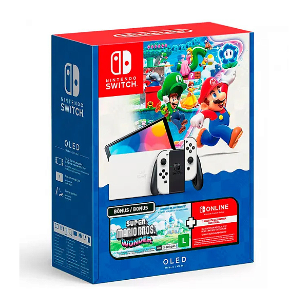 Console Nintendo Switch OLED 64gb + Super Mario Bros Wonder + 3 Meses de Assinatura