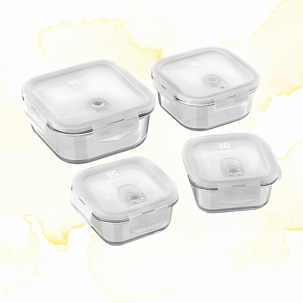 KIT 4 POTES DE VIDRO HERMETICOS ELECTROLUX A27329401 - ARMAZENAR ALIMENTOS