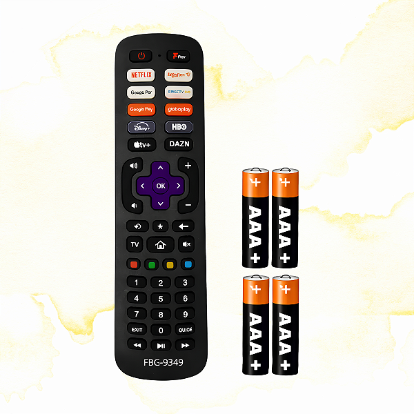 CONTROLE REMOTO + 4 PILHA TELEVISÃO COM SISTEMA ROKU UNIVERSAL TCL PHILCO - FBG-9349