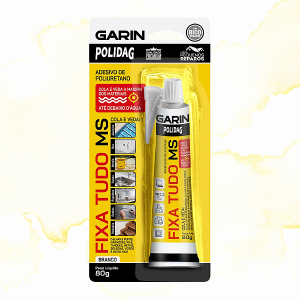 FIXA TUDO MS BRANCO - CUBA ESPELHO PIA MÁRMORE PEDRA VIDRO METAL - GARIN 80G