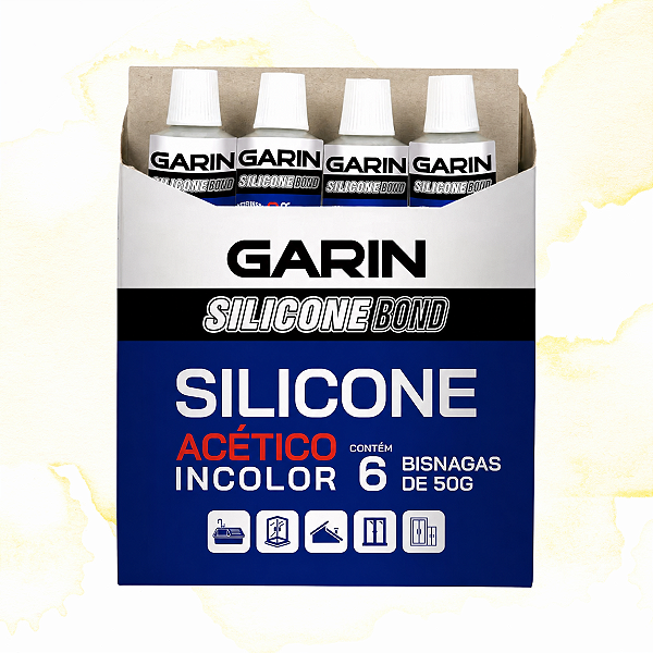 KIT 6 SILICONE ACÉTICO INCOLOR - VEDAÇÃO DE BOX PIAS TELHADOS BALCÕES - GARIN 50G
