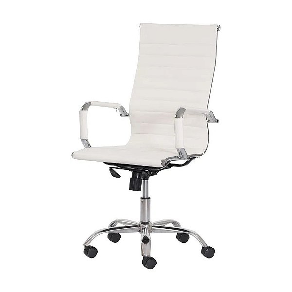 Cadeira Escritório Smartflex Presidente pu Branca Base Giratória