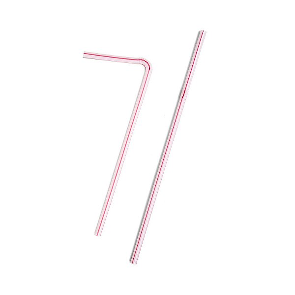 CANUDO PLASTICO VERMELHO E BRANCO SACHET 5MMX18CM (C-079) CX C/3000 - CANUDEX