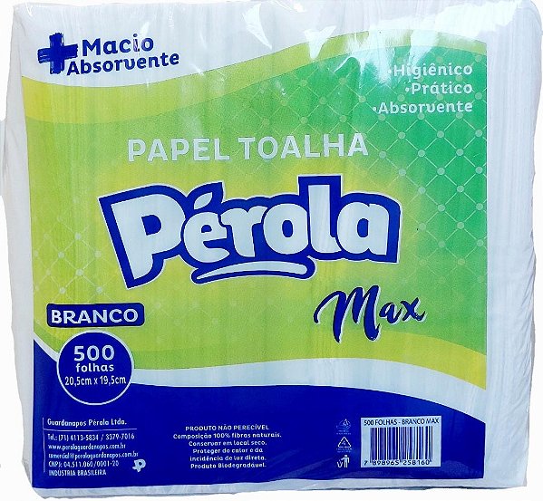 PAPEL TOALHA  BRANCO 21X20CM C/2000 PEROLA